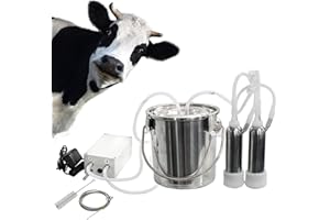 TAIXINPOWER 3L, 7L Automatic Pulsating Vacuum Pump Electric Milking Machine Portable Cow Milking Machine Goat Sheep Milker Milking Kit Stainless Steel Cattle Milking Machine Vacuum Milk Bucket (3L, cow)