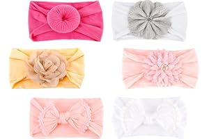 Cheerful Mario 6 Stück Neugeborene Haarband Stirnband Baby Mädchen Schleifen Haarband Taufe Stirnbänder Hohe Elastizität Set C