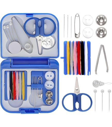 Mini Kit De Couture Portable - 2 Boîtes Avec Aiguilles, Fil, Ciseaux Et Boutons - Pour Voyages Et Dépannage