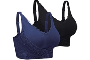 iClosam Sujetador Deportivo Mujer Encaje Sujetadores Mujer con Almohadillas Extraíbles Bra Deporte Sin Costuras 1/2/3 Piezas para Gimnasio Yoga Bailar Fitness L-3XL