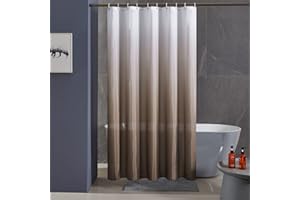 Furlinic Shower Curtain Mould Proof Polyester Fabric Wetroom Bath Curtains Waterproof Machine Washable with 12 Hooks for Bathroom White to Brown 72x72 Inch(180x180cm).