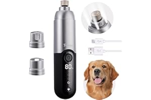 Toozey Cortador de garras para perros y gatos – 4 LED, súper silencioso (40 dB), 3 velocidades, batería de larga duración de 7,5 horas, recargable por USB