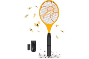 YHMALL Racchetta Zanzare Elettrica, Elettrico Zanzara Swatter Zapper Protezione Maglia a 3 Strati,1500v Adatto per Casa Giardino Campeggio Interni ed Esterni, Giallo