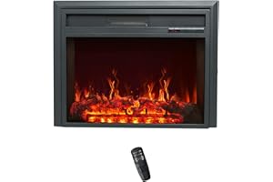 FLAME&SHADE Insert Electric Fire 81cm Wide, Freestanding Portable Fireplace Room Heater with Timer, Digital Thermostat and Remote