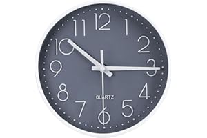 Sprifityy Rund wanduhr, 20cm Wanduhr, Modern Ohne Tickgeräusche Quarz dekorative Uhren, ohe Genauigkeit Wanduhr Einfach zu Lesen,für Büro, Küche, Wohnzimmer, Kinderzimmer Schule (Grau)