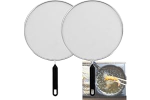 XUBX 2szt Osłona na Patelnię, Ochrona Przed Pryskaniem ze Stali Nierdzewnej, Pokrywa Chroniąca Przed Pryskaniem, Siatka Rozpryskowa Ekran Osłona, Pokrywki Przeciw Pryskaniu, Pokrywka Odporna na Olej