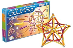 Geomag - Classic Color 127 Piezas - Construcciones Magnéticas - Juguetes para Niños 3 Años - Fabricación Suiza - Bloques Construcción con 60 Barras, 61 Bolas, 6 Bases - Bloques Magneticos Stem