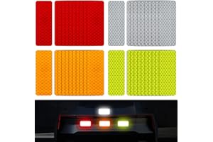 LEIKEDUN Samoprzylepna taśma odblaskowa, 40 sztuk, naklejki odblaskowe, 8 x 3 cm, ostrzeżenie o bezpieczeństwie, wodoszczelne taśmy odblaskowe, naklejki na rower, plecak, motocykl, wózek dziecięcy, kask (żółty, biały, czerwony, zielony)