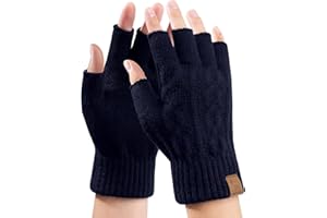 TOMEEK Gants Hiver Homme Sans Doigts Mitaine Femme 100% Laine Chaud Gant de Travail Extensibles Mitaines pour Cycliste l'extérieur Gant Hiver Femme