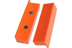 Weiche Schraubstock-Schutzbacken im Waffel-Design | GRIP&BENDER 100mm-125mm | Magnetisch| Schonbacken aus TPU-Kunststoff | Diese Spannbacken schützen Ihr Werkstück (111MM) Orange
