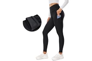 CRZ YOGA Donna Termici Leggings Fitness Fodera in Pile Sportivi Pantaloni con Tasche Laterali - 71cm