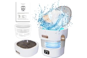 OMCCHK Portable Washing Machine with Spin Dryer, 16L 2kg Mini Washing Machine and Dryer, 2 in 1 Small Washing Machine Portable for Underwear, Sock, Baby Clothes, Travel, Camping, RV, Dorm (Gray)