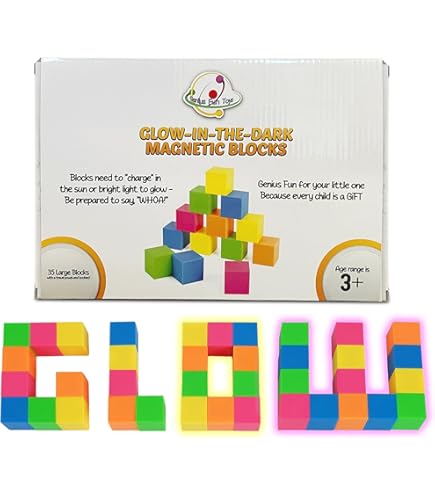 Tytan Tiles 60-Piece Glow In The Dark Magnetic Building Set - STEM Educational Toy With UV Flashlight & Storage Bag