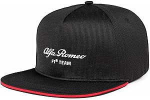 Alfa Romeo Racing F1 2023 Team Flat Brim Cap Hat Schwarz, Schwarz, Einheitsgröße