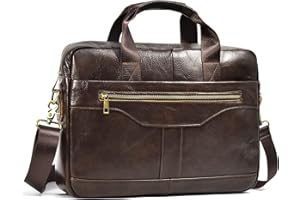 newsbirds 15.6 Zoll Herren Laptoptasche Leder Aktentasche Umhaengetasche Handtasche für Männer Herren Business Tasche Notebook Tasche Herren Bürotasche, 3317 braun