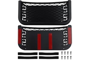 DBTW 2 Pièces Filet Rangement Voiture Pochette Stockage, Vide Poche Voiture Filet de Rangement avec Vis et Bande Élastique, Multifonctionnel Auto-adhésif en Filet pour Dossiers de Sièges