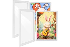 RAWHUI bilderrahmen für kinderzeichnungen a4, 2 Stück bilderrahmen für 150 bilder Fotorahmen für Kinder, Kindergarten, Kunstunterricht, Weiß