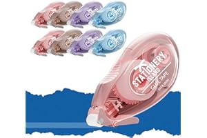 STATIONERY ISLAND Glue Tape Roller, 8 Pack Double Sided Tape Dispenser, Scrapbooking Supplies, 6mx8mm Adhesive Glue Roller Tape for Crafting, Cards, Photo, Journaling and Christmas Gifts Wrapping