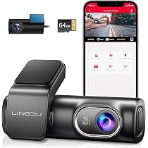لينغدو كاميرا داش 4K+1080P وتحكم صوتي، واي فاي 5G، نظام تحديد ...