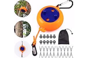 BINGGUNYO Tendedero Retractil, Cuerda Tendedero Extensible, Tendedero Portátil De Viaje, Cuerda De Secado De Ropa, Tendedero para Exteriores/Interiores, Lavandería, Interior y Exterior (Orange)