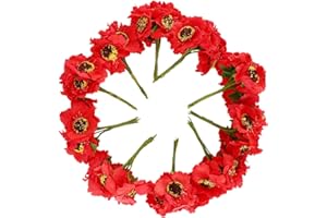 Senmubery Silk Poppies Camellia 5cm 60pcs/lot Artificial Flowers Corn Poppy Hand Made Small Wedding Decoration（red）