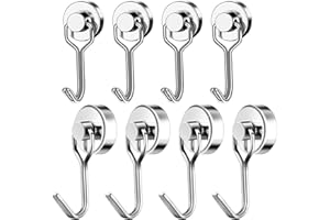 TOPCZY 8 Stück Magnethaken Extra Stark, Magnet Schlüsselhalter, Magnet Handtuchhalter, Drehbar Magnetischer Haken rostfrei Metallhaken für Kreuzfahrt Grill BBQ Küche Kühlschränke Gadgets Eisentüren Büro