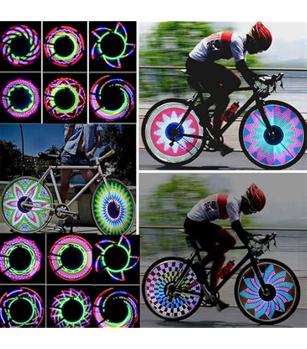2x 5 LED Bike Wheel Lights - Multicolored Neon Valve Spoke Lights For Bicycles