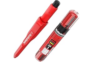 Hultafors Set marcatore di profondità professionale incl. 10 mine di ricambio (rosso, giallo e grafite) e temperino Matita marcatore con fermaglio antiscivolo I Per molti superfici I 650230