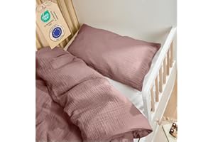Laleni Ropa de Cama Infantil de Muselina de algodón, certificación Oeko-Tex, 100 x 135 cm + Funda de Almohada de 40 x 60 cm, para bebé, Color Malva
