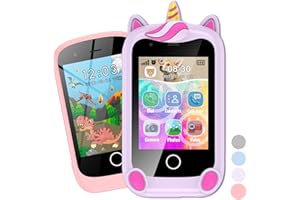PTHTECHUS Smartphone Bambini, Telefoni e cellulari bambini Giocattoli Musicale ELETTRONICI EDUCATIVI,Black (P3-Pink 02)