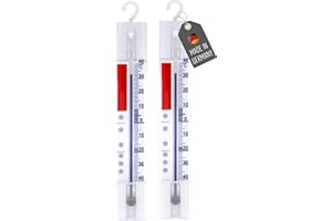 Lantelme 2 Stück Kühlschrankthermometer Set mit Haken zum Aufhängen Temperatur + - 40°C | Analog Thermometer für Lebensmittel in Kühlgeräte wie Kühlschrank Gefrierschrank Kühltheke und Kühltruhe