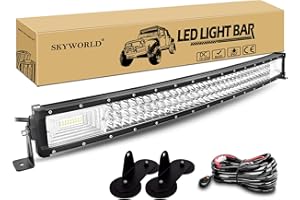 SKYWORLD Barra Led 4x4, 82 cm 405W Barras Led Coche Curvas Faro Led Focos Led Barras de Luz Led con 2 Soportes de montaje magnéticos para Tractor SUV ATV UTV Off-road arnés de cableado