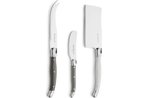 Lou Laguiole 2511MWWA00CS7 - Set da 3 Coltelli da Formaggio in Acciaio inossidabile 13/0 Temprato, Scatola Regalo
