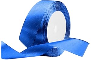 RIBONIES Nastro di raso blu, 25mm x 22 Metri Nastri in tessuto solido per confezioni regalo, bouquet di fiori, artigianato e decorazione di feste nuziali