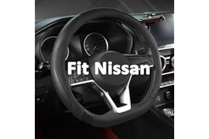 GIANT PANDA Funda de Cuero para Volante de Coche para Nissan, en Forma de D, para Qashqai, Juke, X-Trail, Leaf​ (Negro D Forma M)