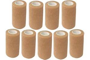 ANAMPION Bandage Autoadhésif, 7.5cmx4.5m Bande Cohesive pour Les Humains, Bande Strapping Adhésif pour Sports,Animaux,GonflementDes Cheville (Couleur de Peau, 9 Rouleaux)