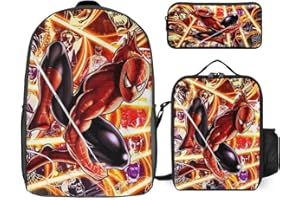 YNSLAJGE Cartoon Kid Backpack, School Bag Set 3 Pcs, 17 Inch Large Capacity Book Bag with Lunch Bag and Pencil Case, for Back to School Gifts