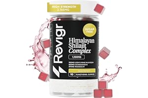 Revigr, Max Strength 2,765mg, 90 Shilajit Gummies, Authentic Himalayan Origin + Lions Mane Mushroom, Ashwagandha, Magnesium, Zinc & Vitamin C, Vegan & Sugar-Free,Passion Fruit Flavour (45 Days Supply)