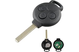 Heart Horse 3 Tasten Mercedes-Be-nz Smart Auto Fernbedienung Schlüssel Kompatibel mit Smart Fortwo 451 Roadster Autoschlüssel Gehäuse Ersatz mit 433Mhz PCF7941 Chip und Batterie und Klinge