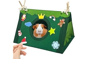 LUFEEMGA Small Animal Hideaway Pet Bed Hideout House Hamster Tent Habitat House Pet Cage Toy Nest Bed Shelter for Guinea Pig Ferrets Chinchilla Hedgehog Rat Hamster, DIY Reusable Christmas Felt Decorations