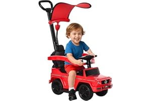 HOMCOM Macchina a Spinta per Bambini 12-36 Mesi con Licenza Mercedes-Benz G350, Giocattolo Macchina Cavalcabile con Tettuccio e Maniglia di Spinta, 85.5x40.5x95 cm, Rosso