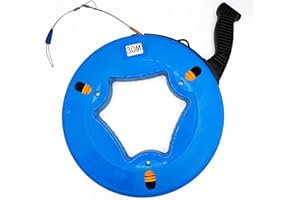 Elfcam® - Aiguille Tire-fil de Fer Pour Câbles Fibre Optique (FTTH & FTTx) et Éléctrique, 30 Mètres (Bleu)