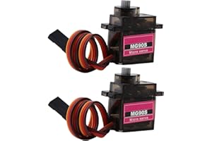 DiGiYes 2 Pièces MG90S Micro Servo Moteur Engrenage en métal 9G pour Hélicoptère Avion Bateau Robot Intelligent Voiture Contrôles (Angle de contrôle à 360 degrés)