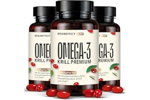 ‎BRAINEFFECT BRAINEFFECT Omega 3 Kapseln aus 100% Krillöl [3x 60 Kapseln] | Höchster Omega 3/EPA/DHA Pro Kapsel | Vanillegeschmack | Nachhaltige Fischerei
