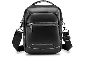 VINBAGGE Borsello Uomo Pelle,Borse a Spalla da Uomo,Zaino Monospalla da Uomo,Borse Messenger Uomo Pelle Impermeabile Chiusura con Cerniera Spalline Regolabili Lavoro/Ufficio/Quotidiano