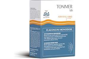 Tonimer Aerosol 1000- 18 flaconcini monodose - Acqua di Mare Sterile Ipertonica (salinità 3%) - Decongestionante e Fluidificante del Muco - Adatta a Neonati, Bambini e Adulti