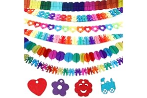 FLOTRUTE Bunt Girlanden Bunte Party Deko für Gartenpartys Bunt Girlande Papier Deko 10 Stück Bunt Girlande Papier,Geburtstagsgirlande,Hochzeit Girlande Pappier,Partygirlanden Deko,Papiergirlanden Bunt