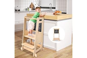 Brolteja Tour d’Observation Montessori,Tour d Observation Enfant de Réglable en Hauteur sur 3 étages,Tour montessori en Bois,Tour d'apprentissage et d'observation Kitchen Helper Montessori bébé