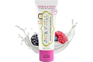 JACK N' JILL ................. SINCE 1949 Jack N' Jill Kids Natural Toothpaste, Made With Natural Ingredients, Helps Soothe Gums & Fight Tooth Decay, Suitable From 6 Months+ - Berries & Cream Flavour 1 x 50g