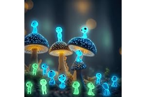 DGUSO Luminoso Gnomo da Giardino 15PCS Principessa Mononoke Luminoso Albero Elfi,Fantasmi Da Giardino Luminosi Kodama Studio Ghibli Gadget Elfi Glow In The Dark Esterno Prato Decor per Interni, Patio